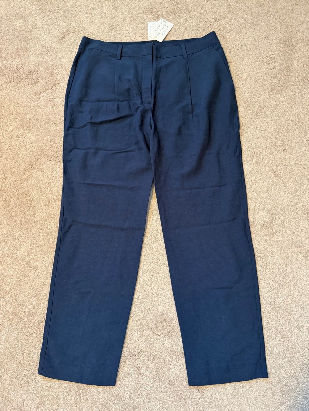SophieGrace Avery Pleated Trouser Pant Navy 12 NWT